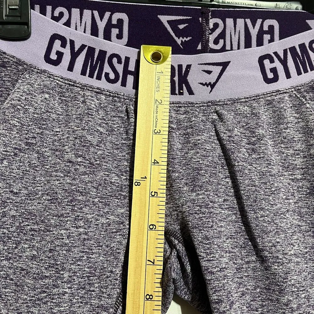 Gymshark Legging Women's Medium Heather Purple Nylon Stretch‎ Logo Elastic Waist - Image 5