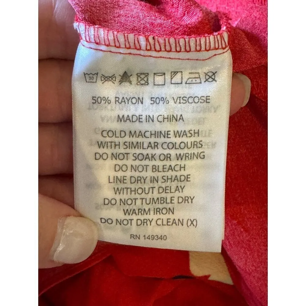 Rollas‎ Shirt Women Small Red Floral Print Delilah Wrap Blouse Boho Cottagecore - Image 10