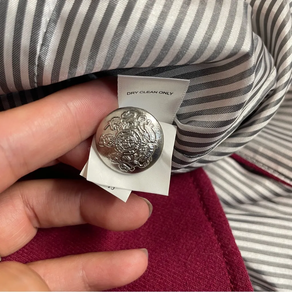 Banana Republic Women 8 Magenta Wool Blend Italian Fabric Preppy Blazer - Image 8