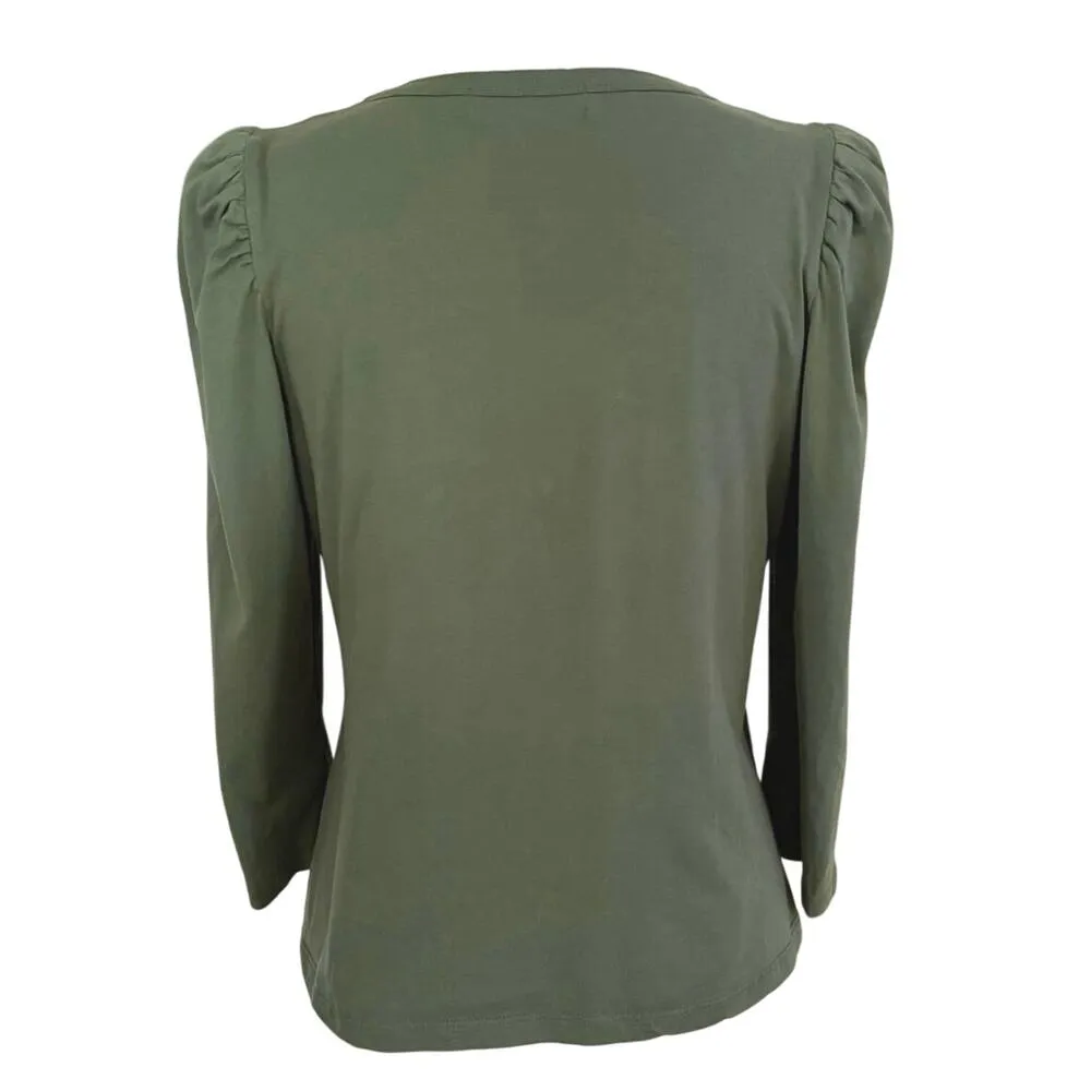 Pomander Place Tuckernuck Size L Vesty Crewneck Puff 3/4 Sleeve Top Tee Shirt Green Size L - Image 3