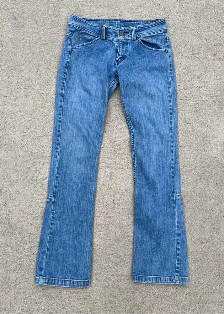 Vintage Y2K Levis low rise bareback stretch button kick pleat hem - Image 3