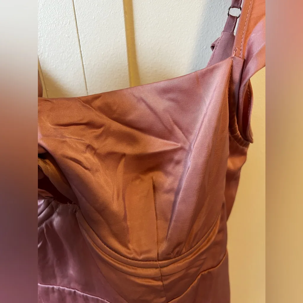 ASTR The Label Marla Flutter Strap Satin Mini Dress NWOT‎ Pink Rose Size L - Image 10