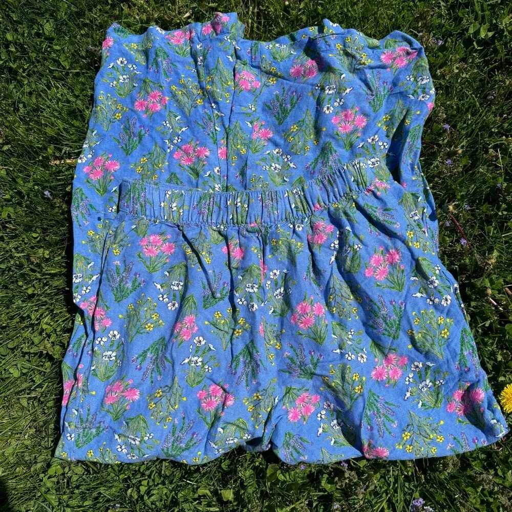 LOFT Women's Blue Floral Fluid Linen Blend Wide Leg Pull-On Pants Sz XS-Casual - Image 4