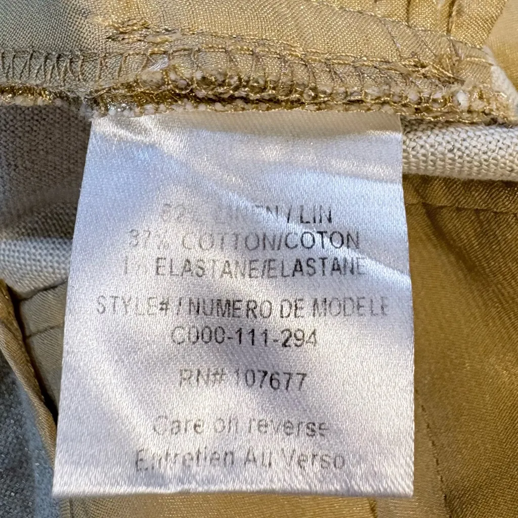 Alice + Olivia Metallic Gold Linen-Blend Cuffed Chino Shorts Sz 6🧡 - Image 9