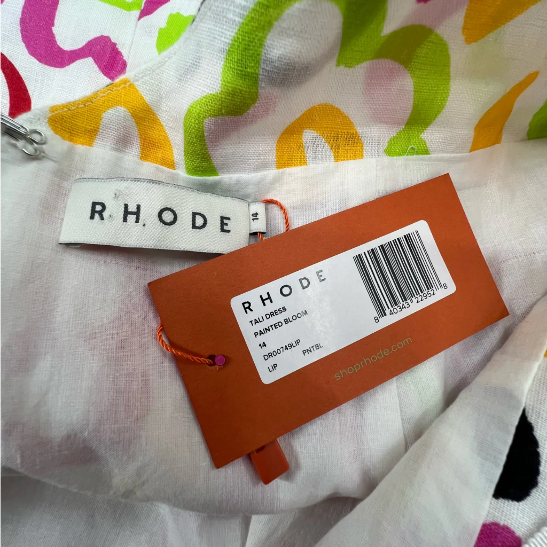 NWT RHODE Tali dress in the Lip Painted Bloom print sz 14 White - Image 6