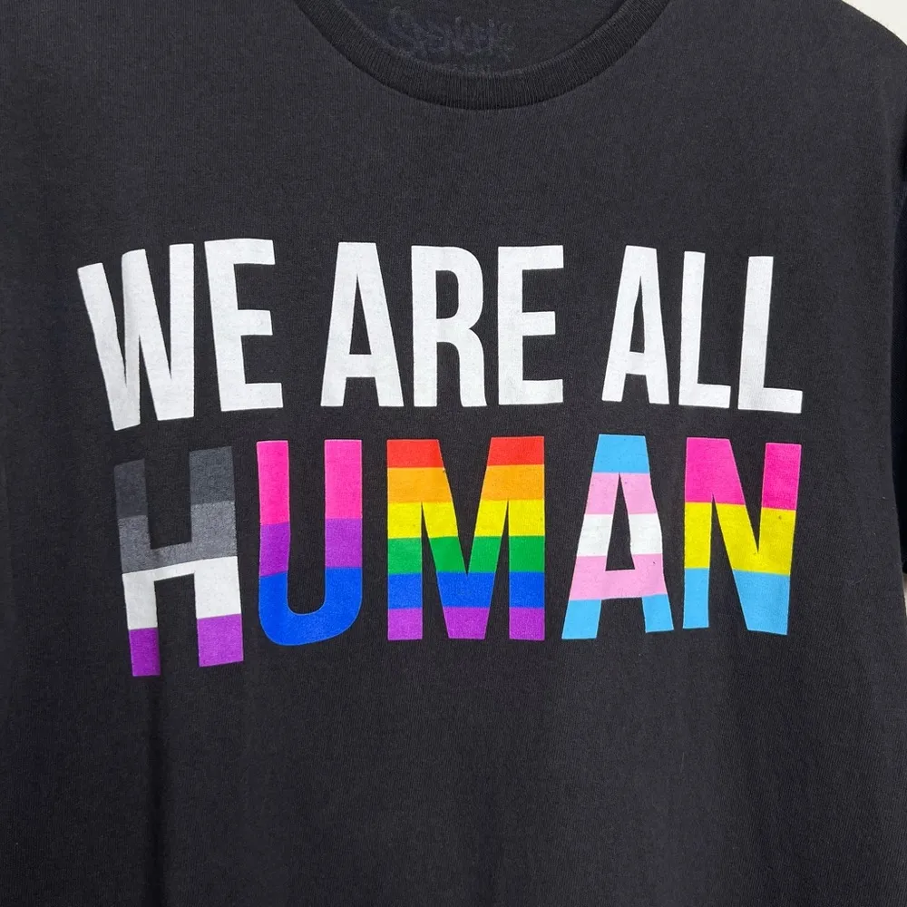 Spencer’s We are all Human Pride T Shirt Unisex Size Medium Black LGBTQ - Image 3