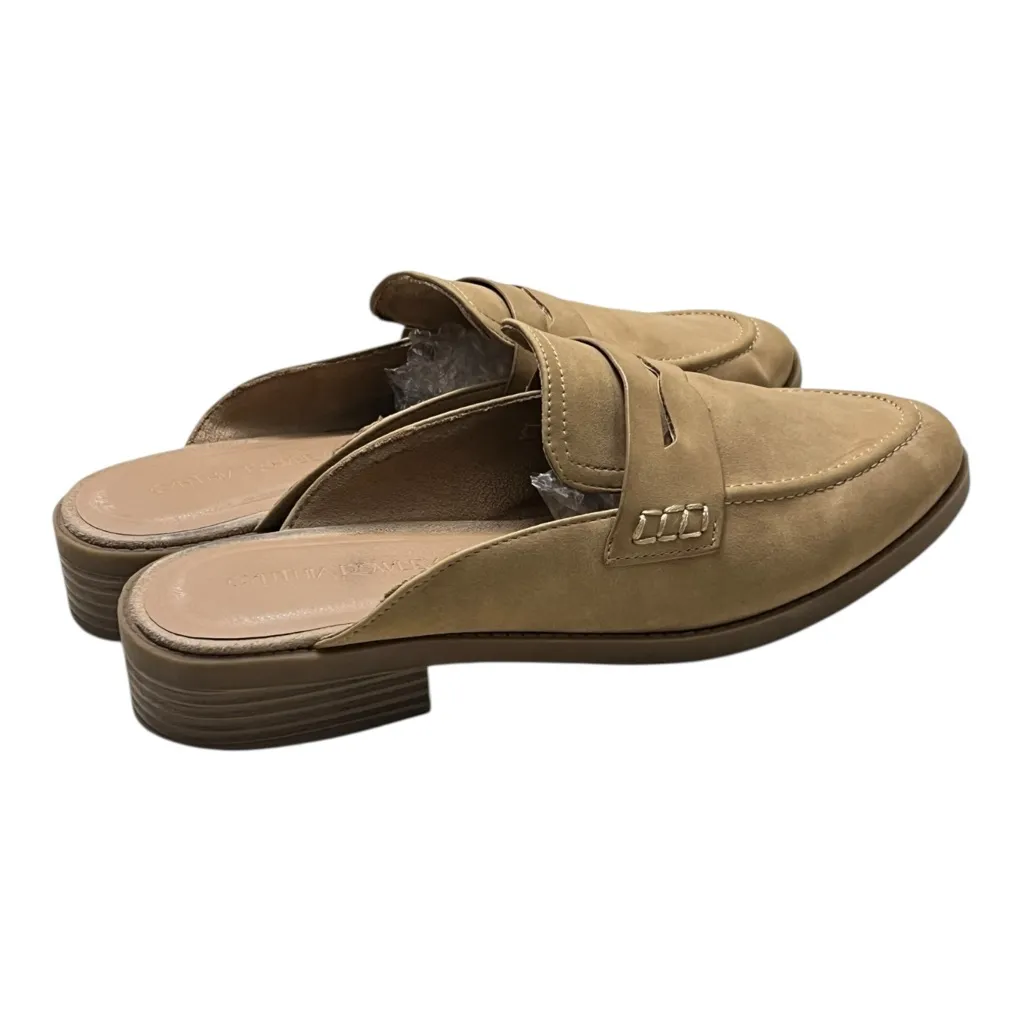 Cynthia Rowley Prescott Women's Mules Tan Suede Penny Loafer Slip On Shoes Sz 9 - Image 9