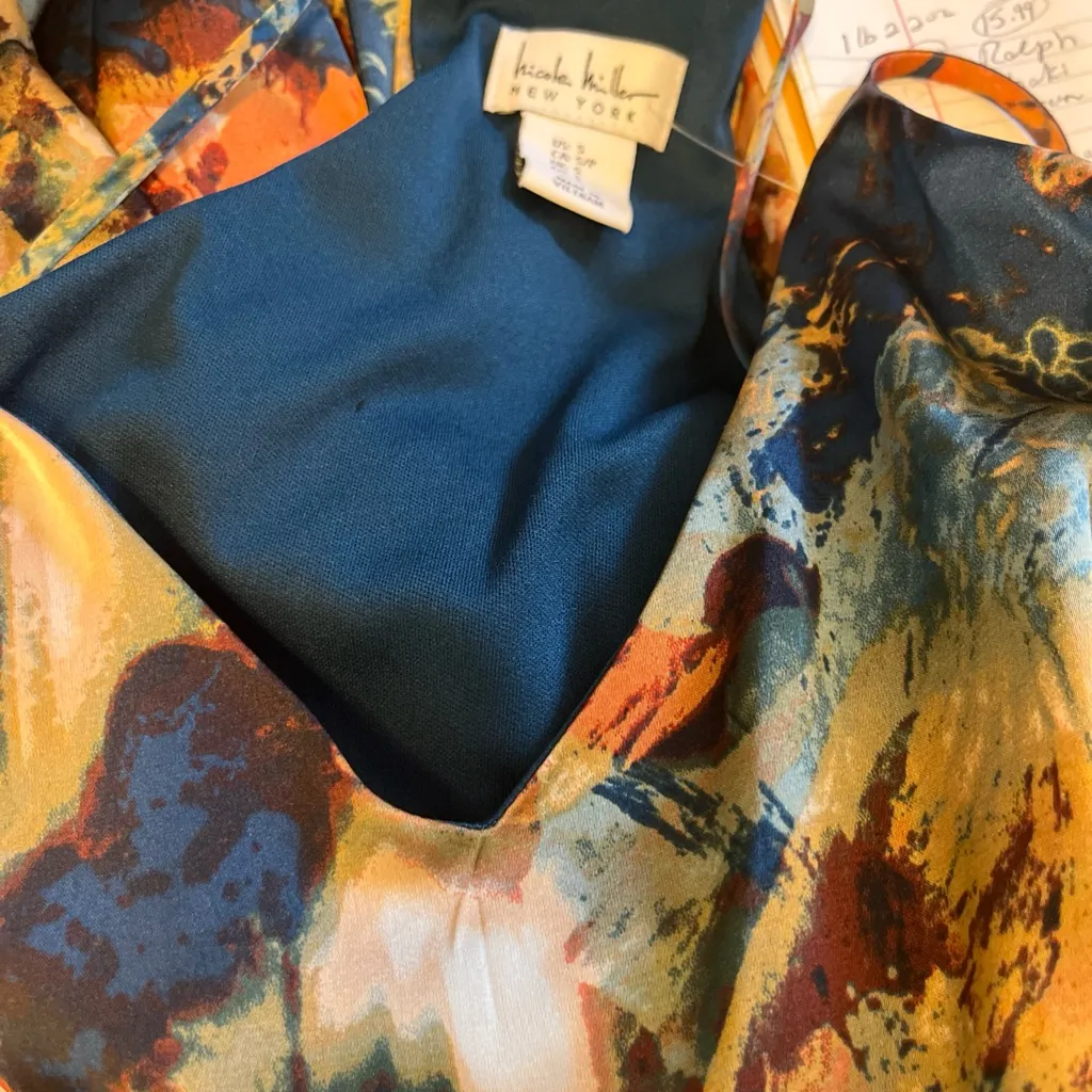 Nicole Miller New York Floral Slip Maxi Dress With Pockets Small Fall Colors NWT - Image 10