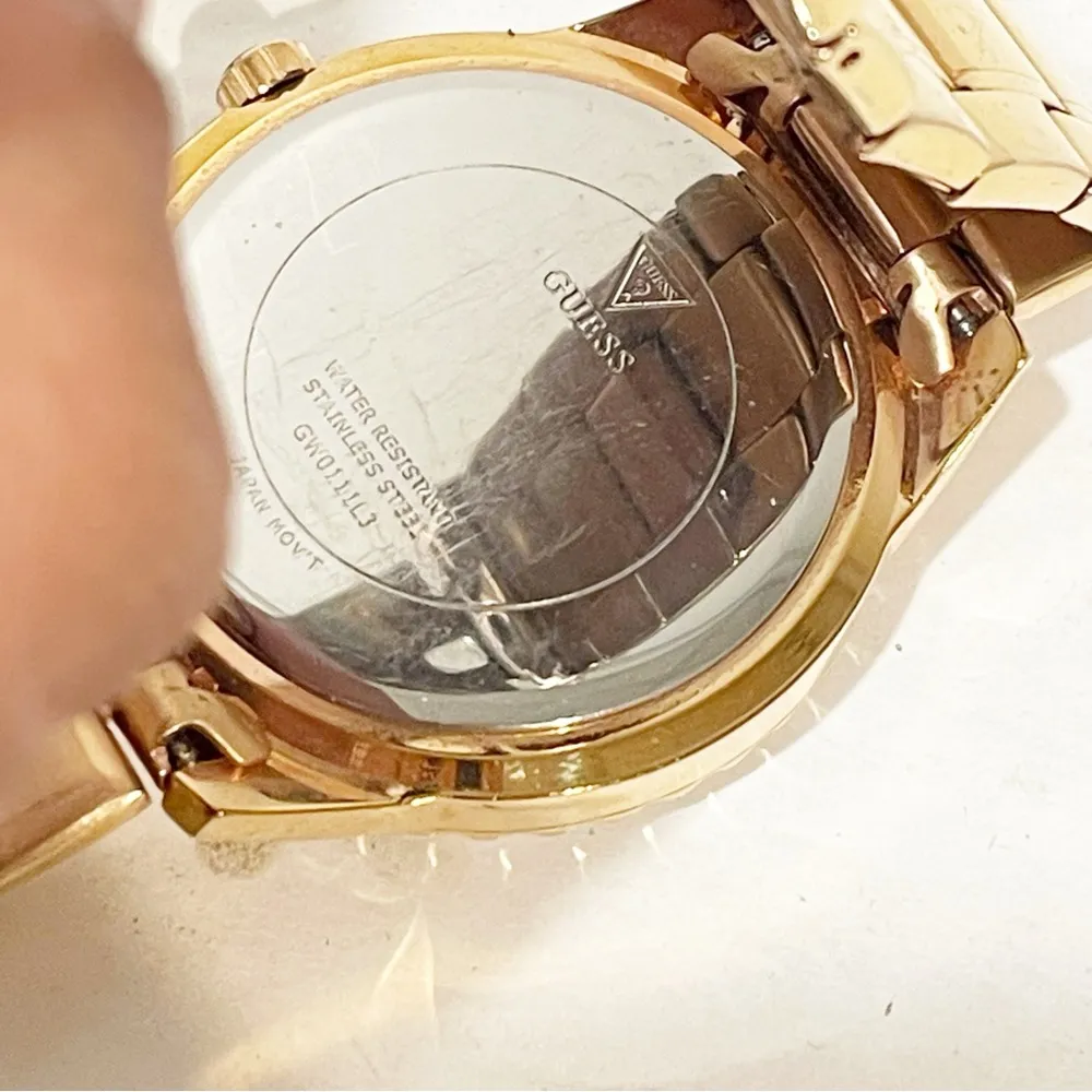 GUESS Gold Tone Faux Diamond ANALOG STAINLESS STEEL Watch - Image 6