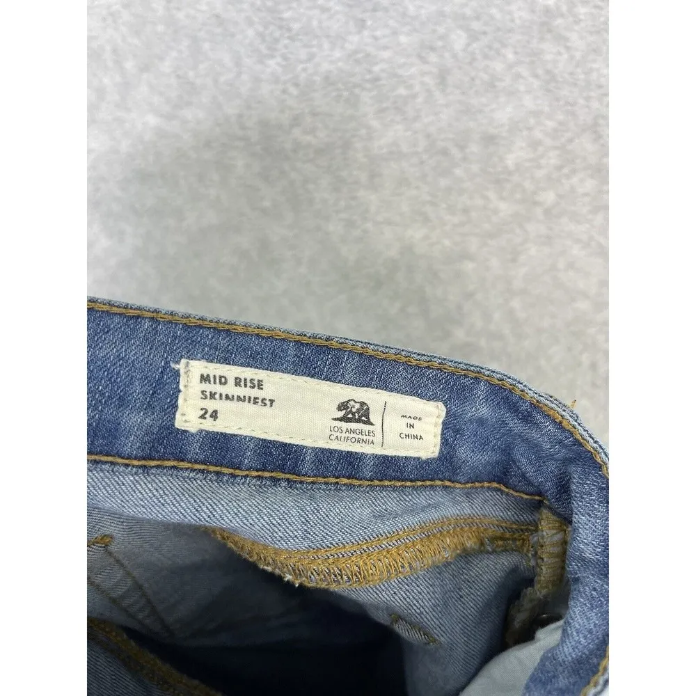 Bullhead Women's Jeans Skinny Blue Medium Wash Size 24 Mid Rise Skinniest - Image 5