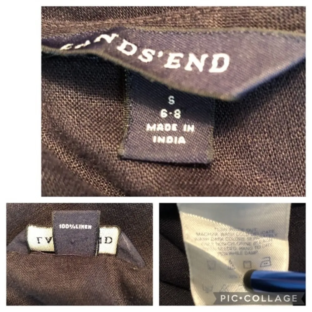 Lands’ End Tinic Top Navy Blue Linen Beaded S Nautical Preppy Coastal - Image 16