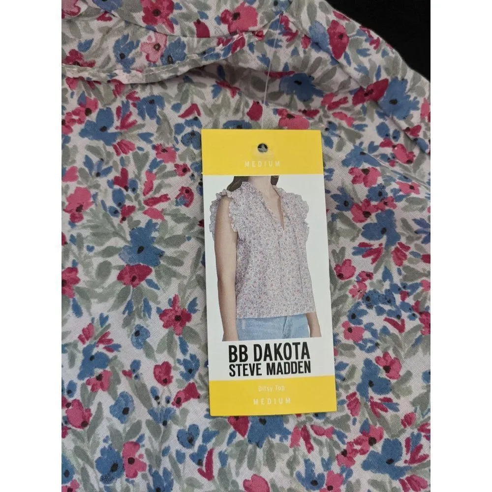 BB Dakota Floral Blouse Size Medium NWT Coquette Cotton Floral Peasant Top - Image 6