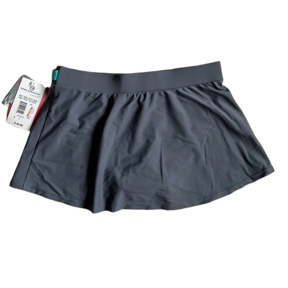 Free Country Gray/Blue Knit Swim Skirt Mesh Belt & Built in Brief New Size Small - Image 5