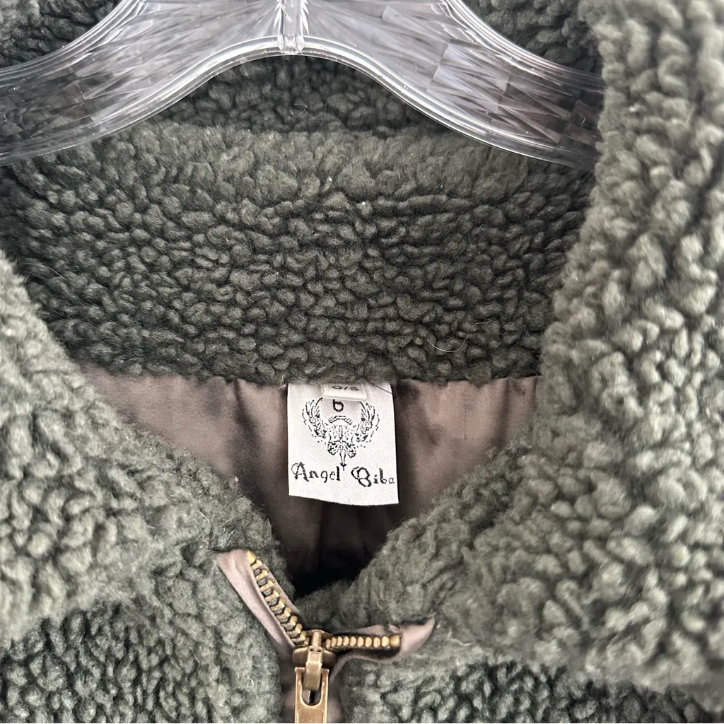 Angel Biba Cozy Green Sherpa Teddy Jacket One Size - Image 8