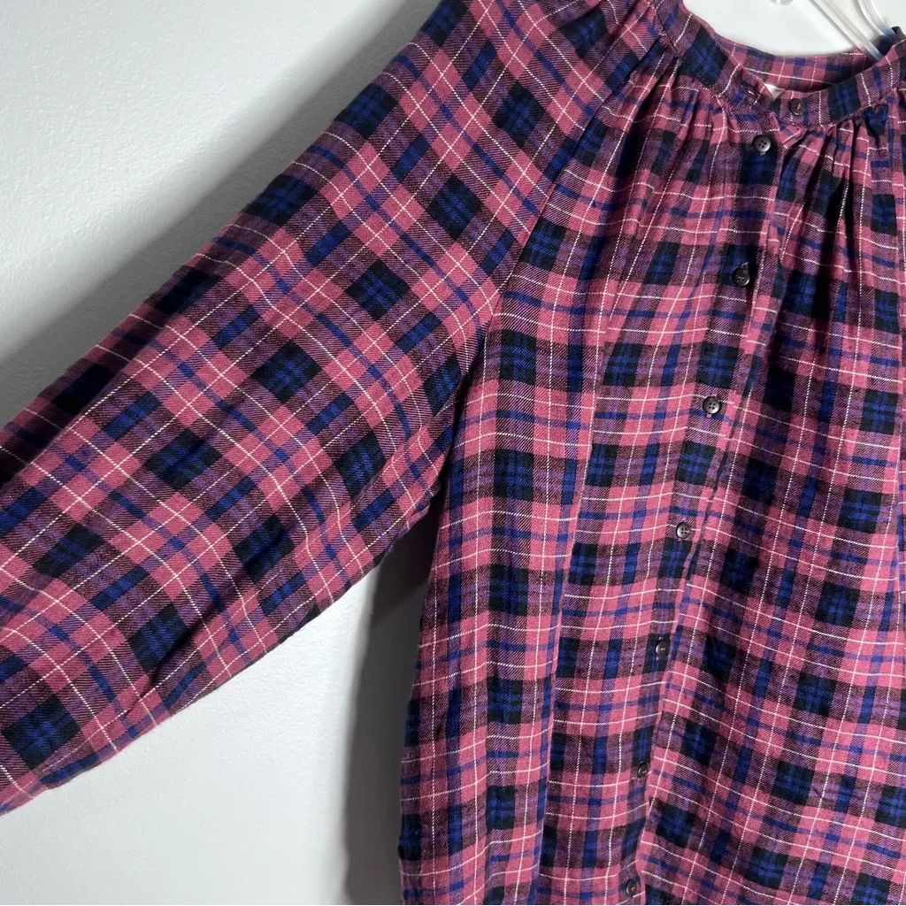 Sezane Lealys Button Down Top In Check Plaid Sz 38 / M - Image 4