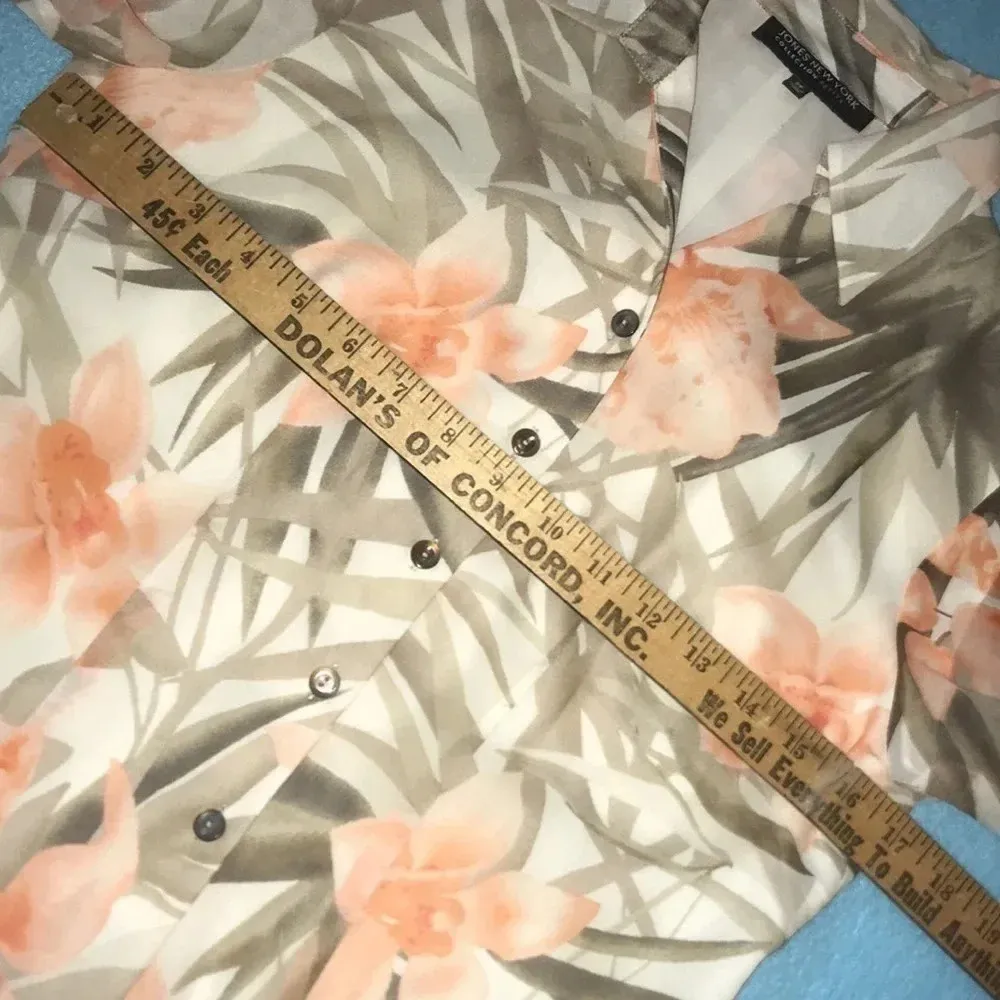 JONES NEW YORK COLLECTION silk semi-sheer long sleeve button up top NEW size 2P - Image 11