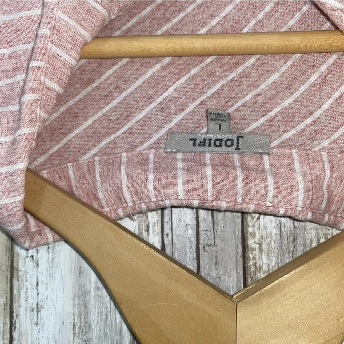 Jodifl Pink Striped Doyle Bottom Button Down •Large - Image 5