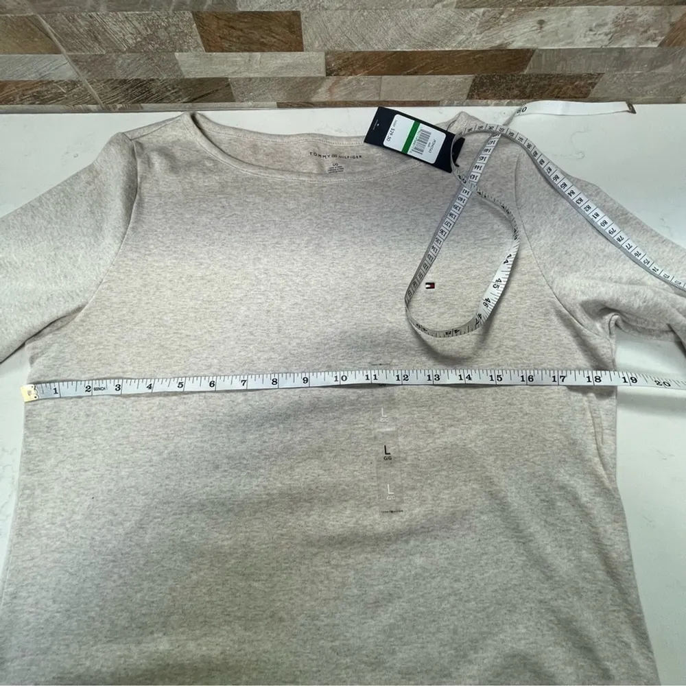 Tommy HILFIGER Women's Basic Cotton T-Shirt Beige Sz L - Image 9