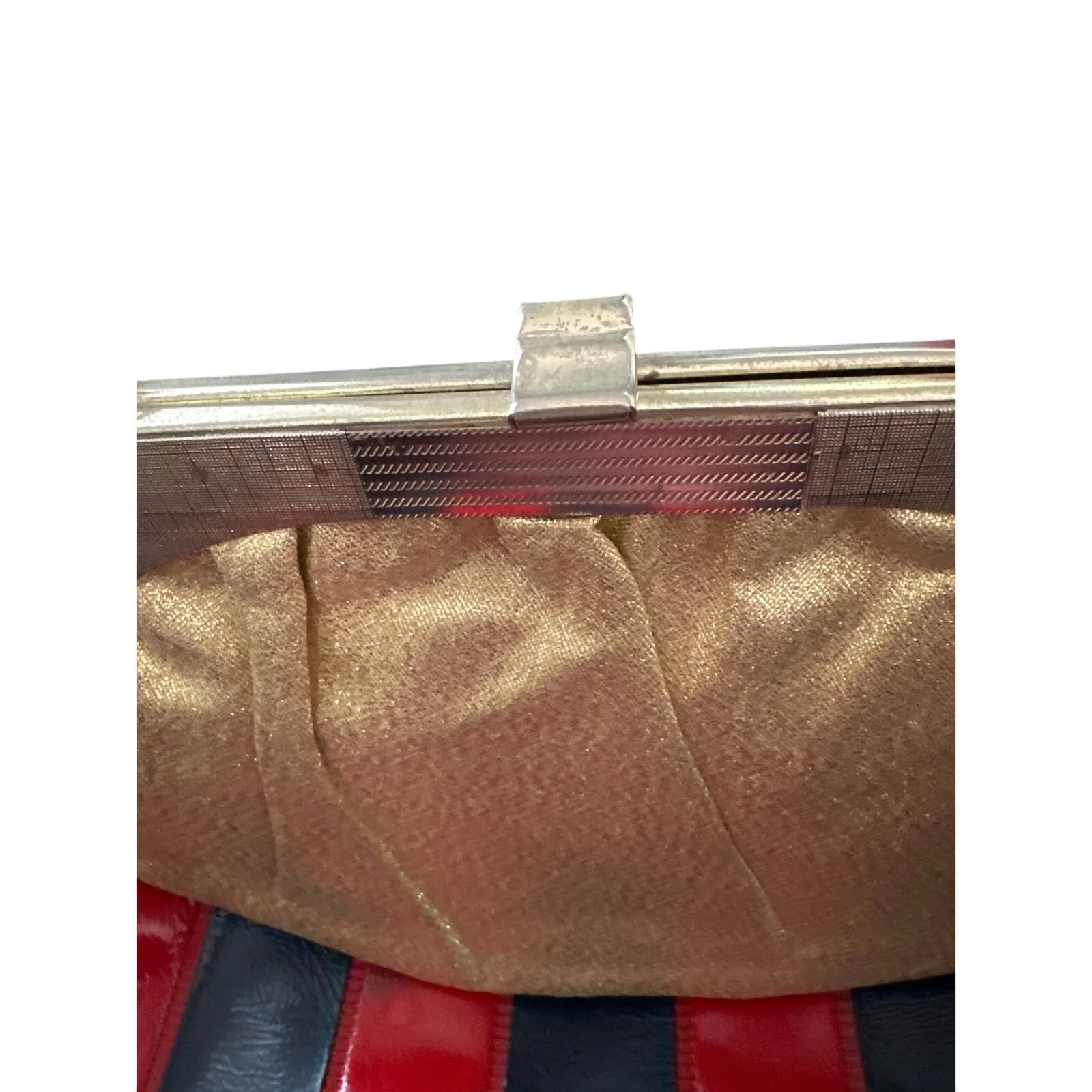 1930s Vintage Gold Clutch Purse With Chain Art Deco - Image 4