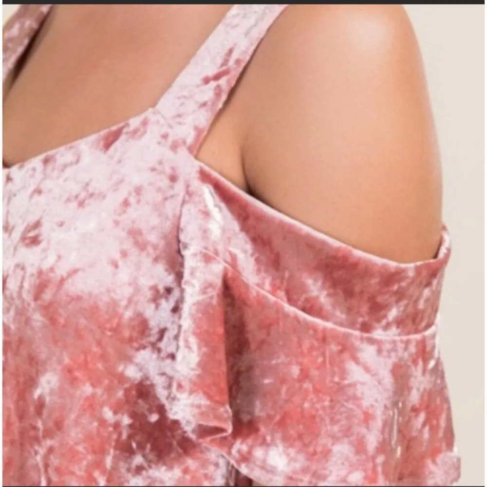 MIAMI Pink Mauve Rose Cold Shoulder Velvet Dress Size XS - Image 3
