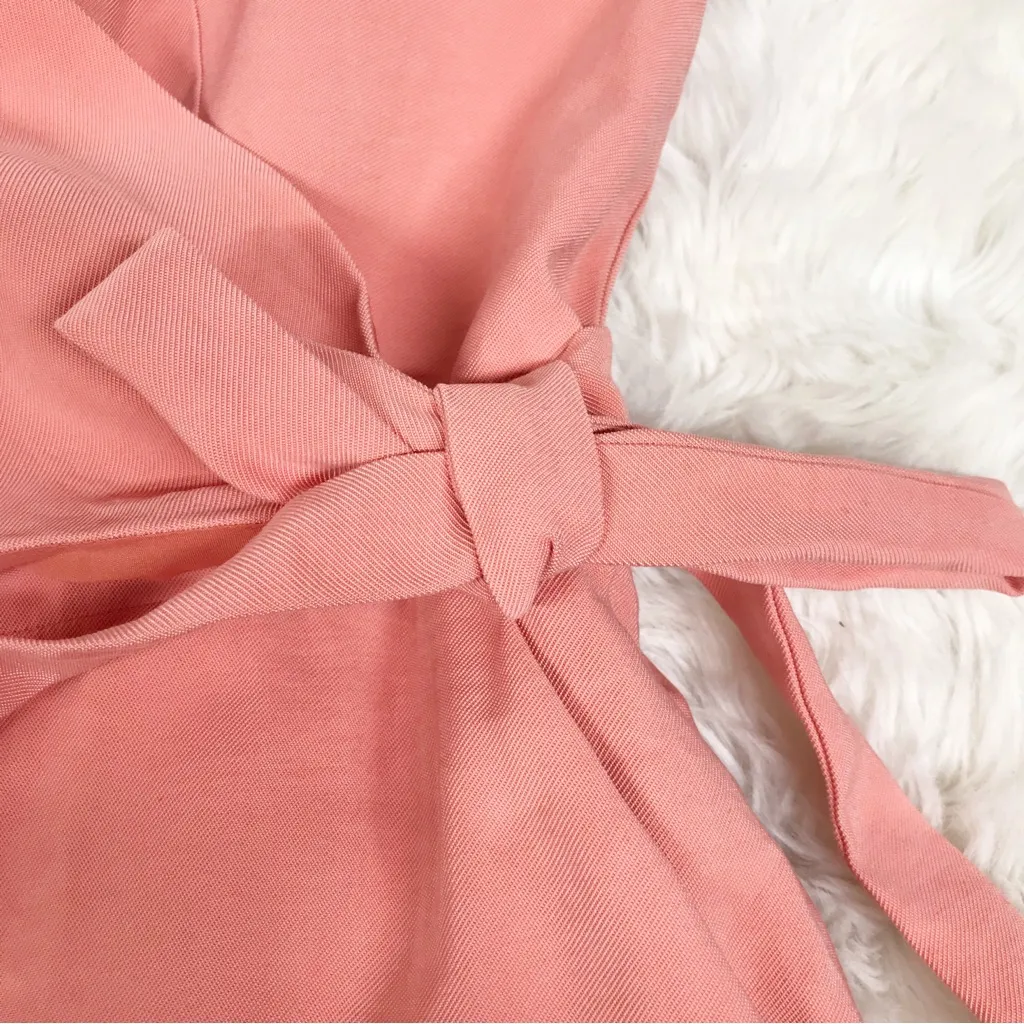 1. STATE Sleeveless‎ Wrap Front Jumpsuit V-Neck Tapered Leg Pink Peach Size 2 - Image 4