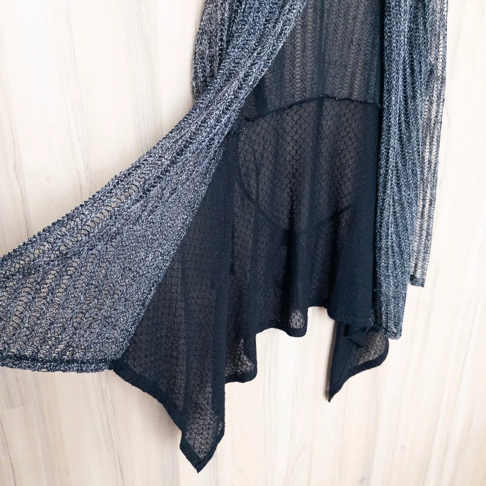 Alberto Makali Womens Cardigan Size M Black Sheer Open Whimsigoth Fairy Grunge - Image 6