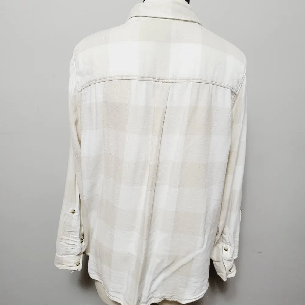 New Directions tan Buffalo check girlfriend button down size xlp - Image 6
