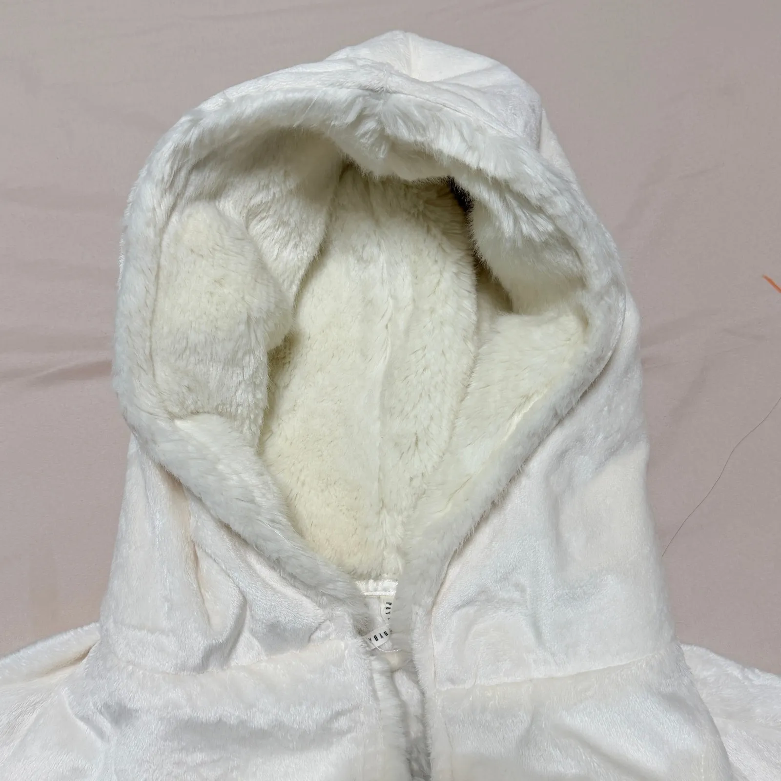 Pottery Barn Bath Robe Womens Large Ivory Cream Faux Fur Luxurious Mob Wife - Image 6