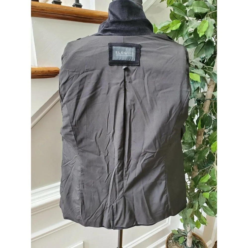 Eloquii Women's Black Cotton Long Sleeve Cutaway Collar Blazer Size 16 - Image 7