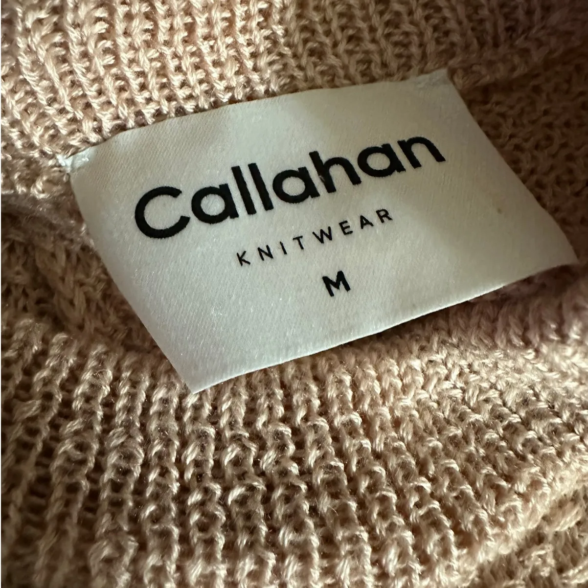 Callahan Midi Sweater Dress Light Pink Open Knit Sleeveless Belted - Image 4