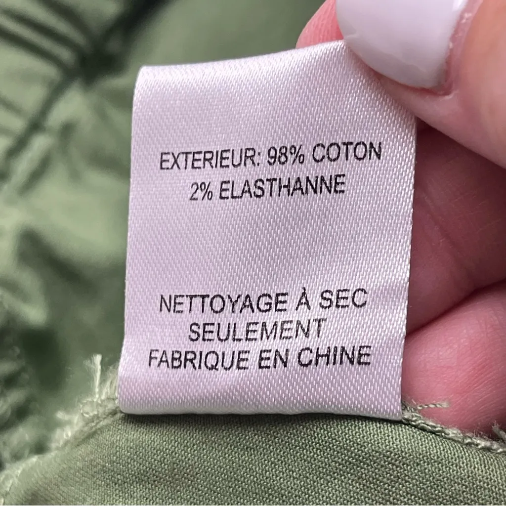 Sea New York Pant Paper Bag Tula‎ Button Fly Cotton Sage Green Wide Ankle Size 6 - Image 6