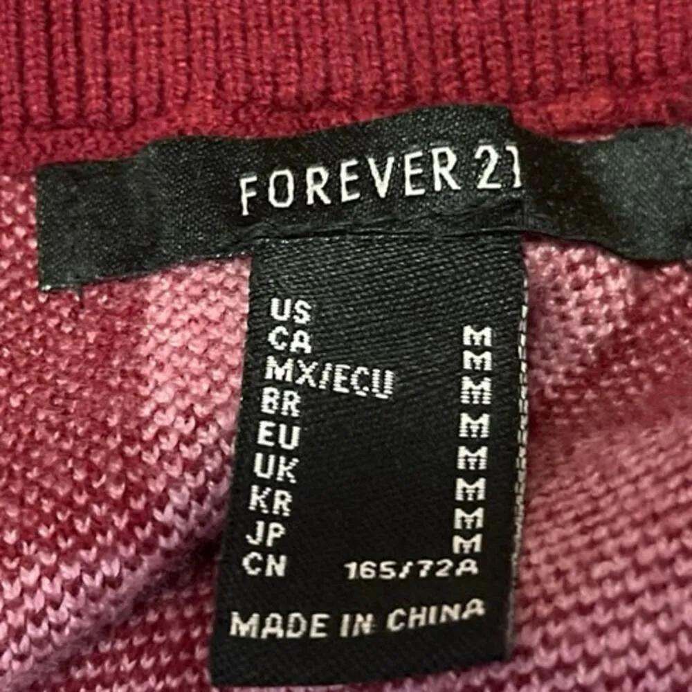 Forever 21 Maroon Pink Checkered Plaid Knitted Mini Pencil Bodycon Skirt Size M - Image 4