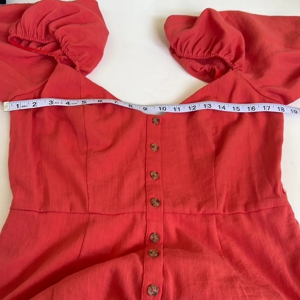 Privacy Please Orange Button Down Romper - Image 5