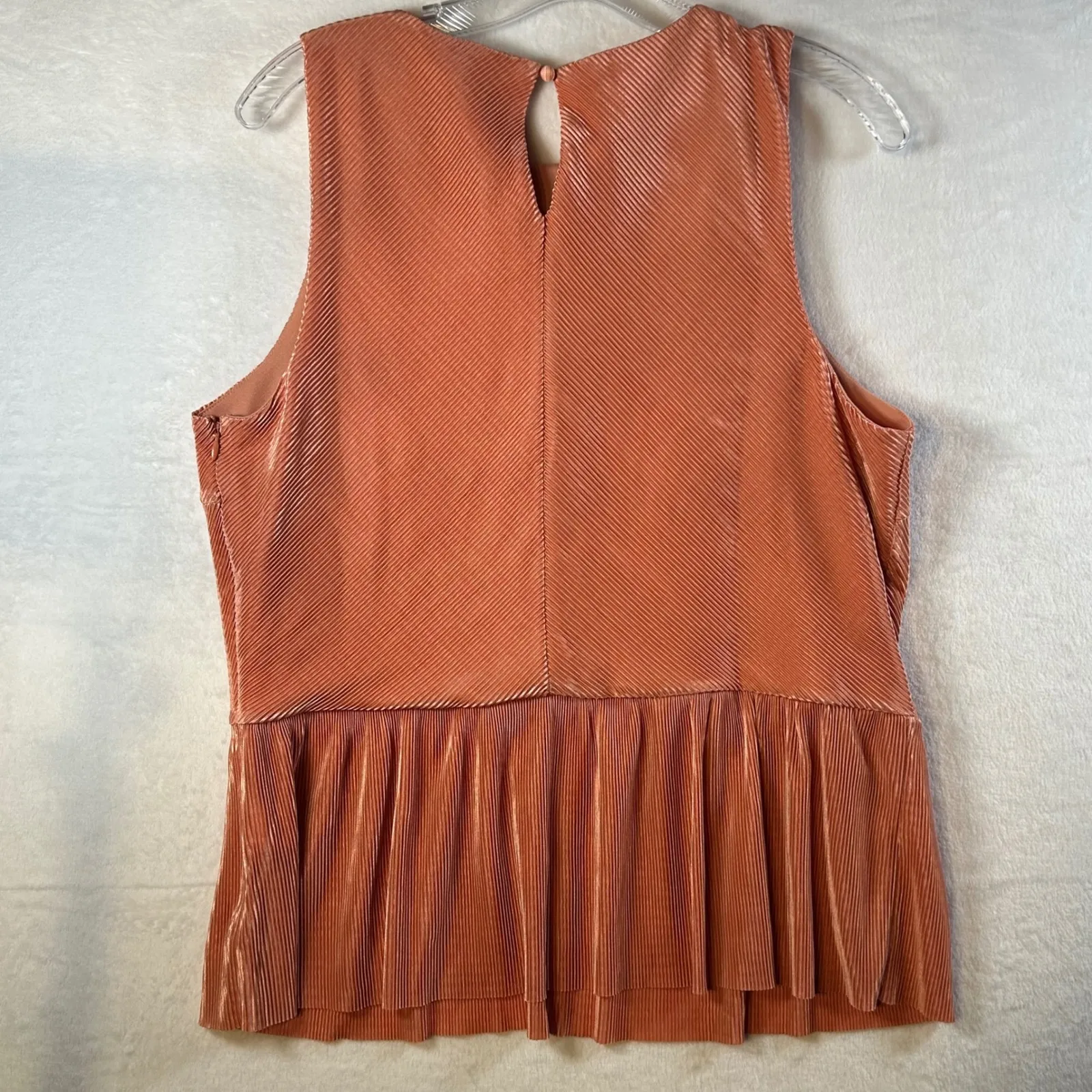 Halogen Pinkish Orange Pleated Peplum Sleeveless Top Women Size 1 - Image 2