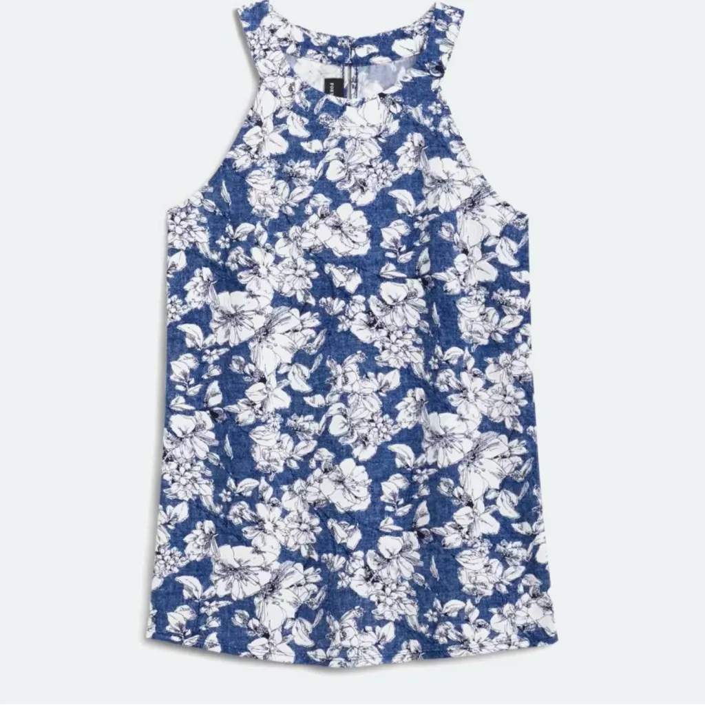 FORTUNE + IVY Opal Knit Halter Top – Blue Floral – Size M (NWOT) - Image 3