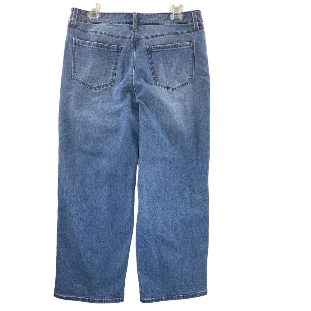 Charter Club Women's Wide-Leg High Waisted Button-Fly Jeans Size 10 Blue Denim - Image 3
