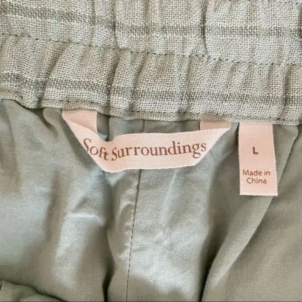 ✨Soft surroundings metallic striped linen blend elastic waist pants✨ - Image 7