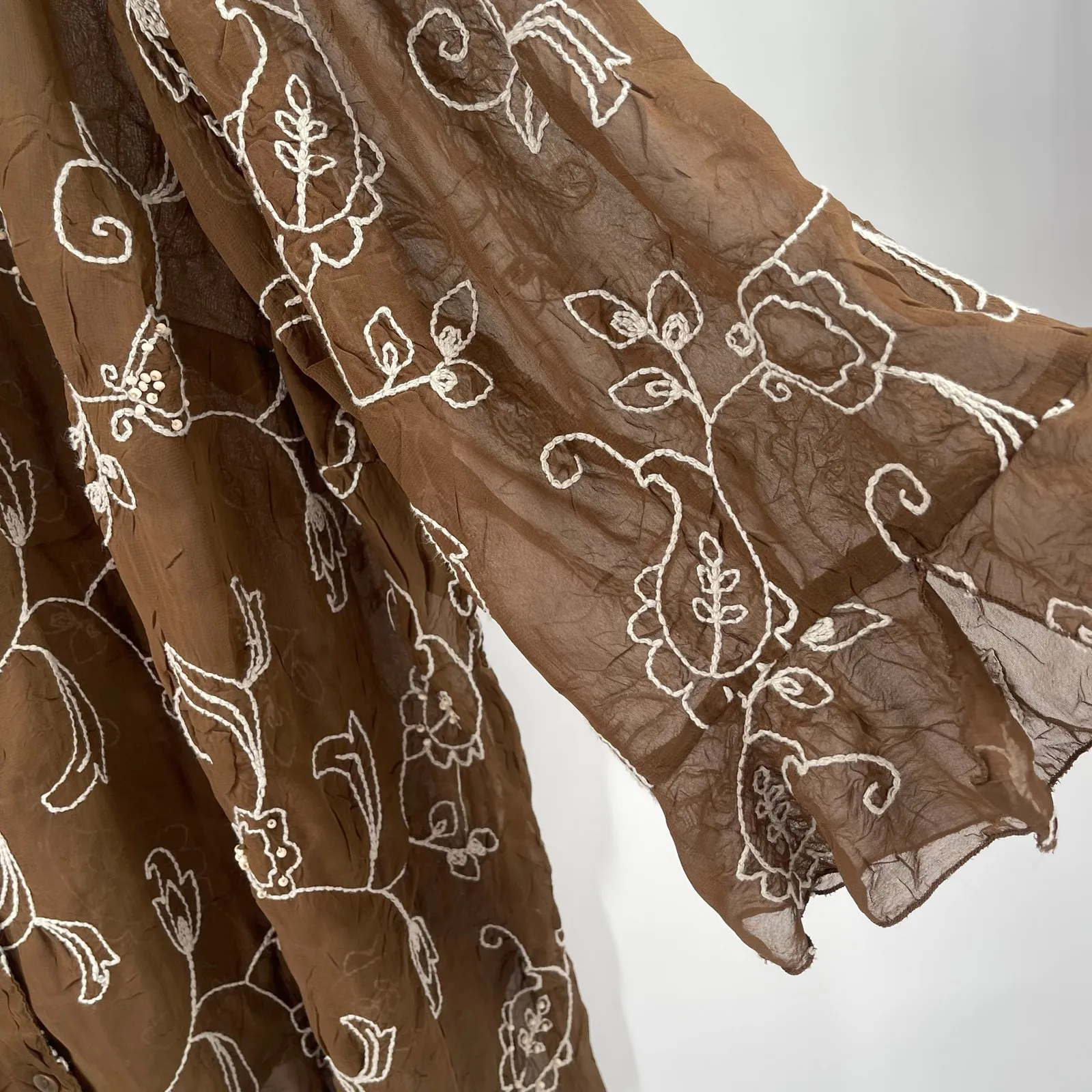 MAGGIE BARNES Button Down Shirt 3X Blouse Embroidered Beaded Plus Curvy Vintage - Image 9