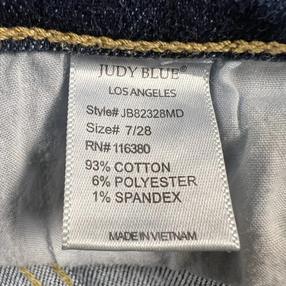 Judy Blue Boyfriend Fit Distressed Jeans Mid Rise 29” Inseam Size 7/28 - Image 11