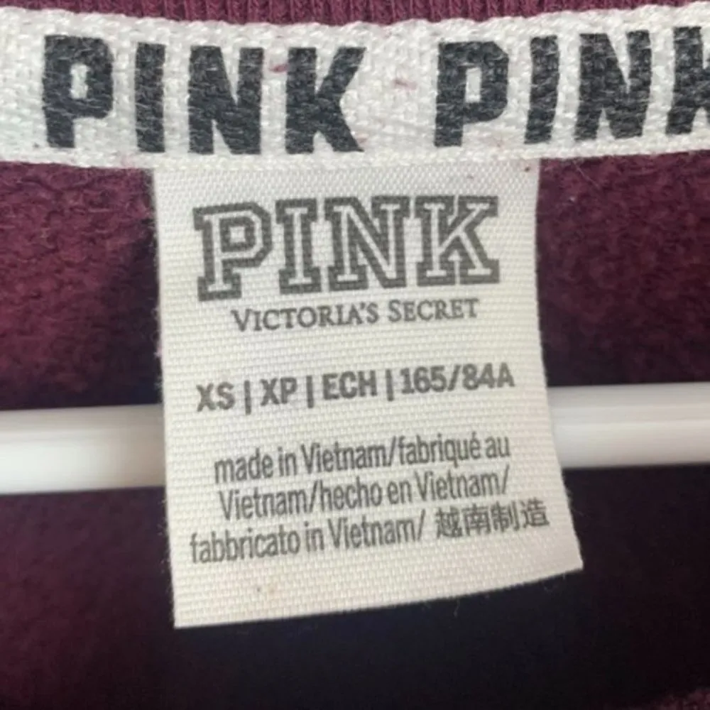 Victoria's Secret Pink Maroon Rhinestone Pullover Sweatshirt - Image 4