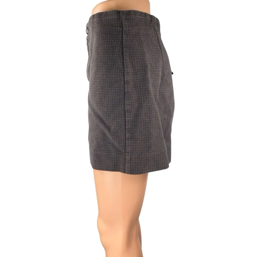 Zara Women's Brown Plaid Checkered Mini Straight Pencil Cargo Denim Jean Skirt M - Image 2