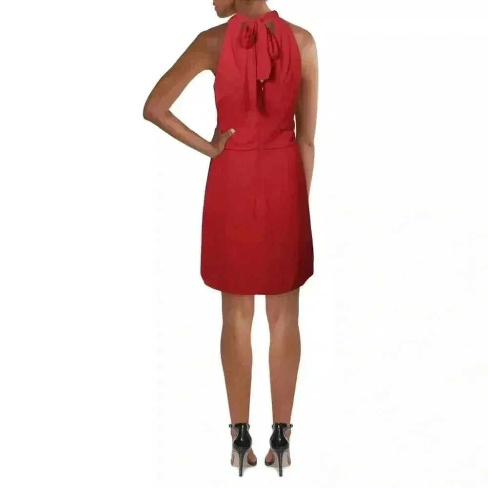 Halston‎ Womens Jade Sleeveless Faux-Wrap Halter Mini Dress Size 8 - Image 2