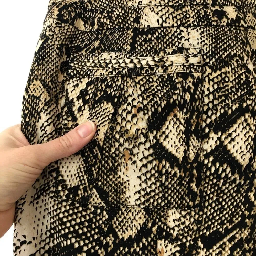 INC Tan & Black Snake Print Mini Skirt Womens 8 Pencil Preppy Office Modest - Image 5