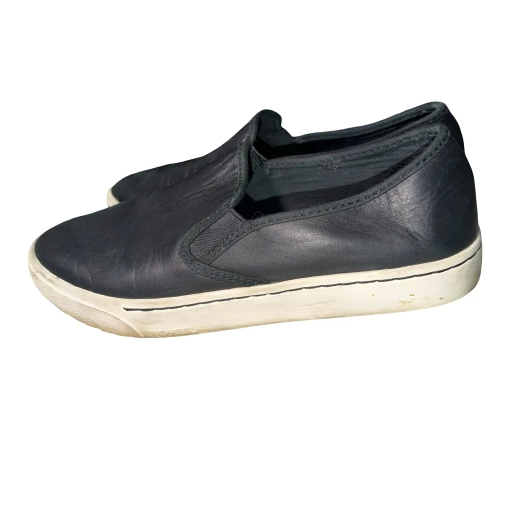 SOREL Campsneak slip on black leather sneakers shoes women's sz 8.5 - Image 2