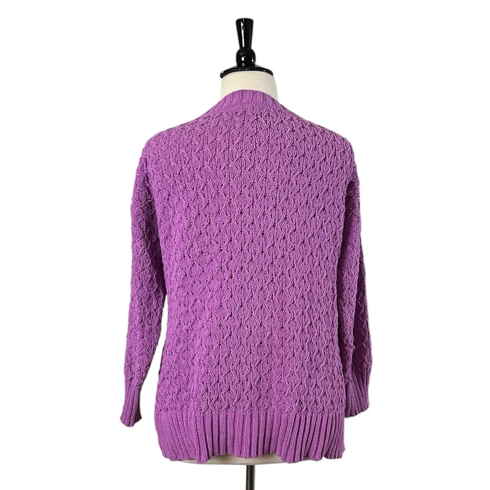 Seven7 Sweater Chenille Knit Crew Neck Wild Orchid Purple Women’s Size Large - Image 3