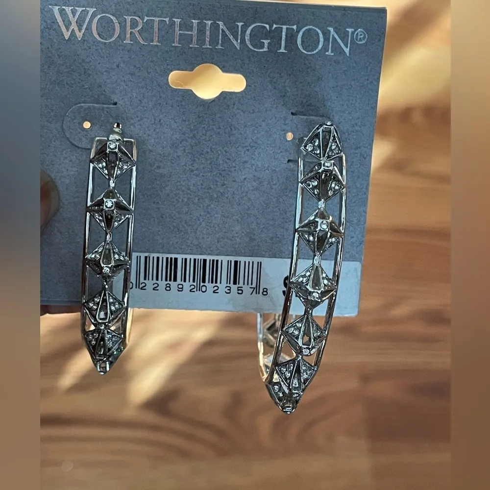 Worthington Silver Hoop Earrings - Image 5