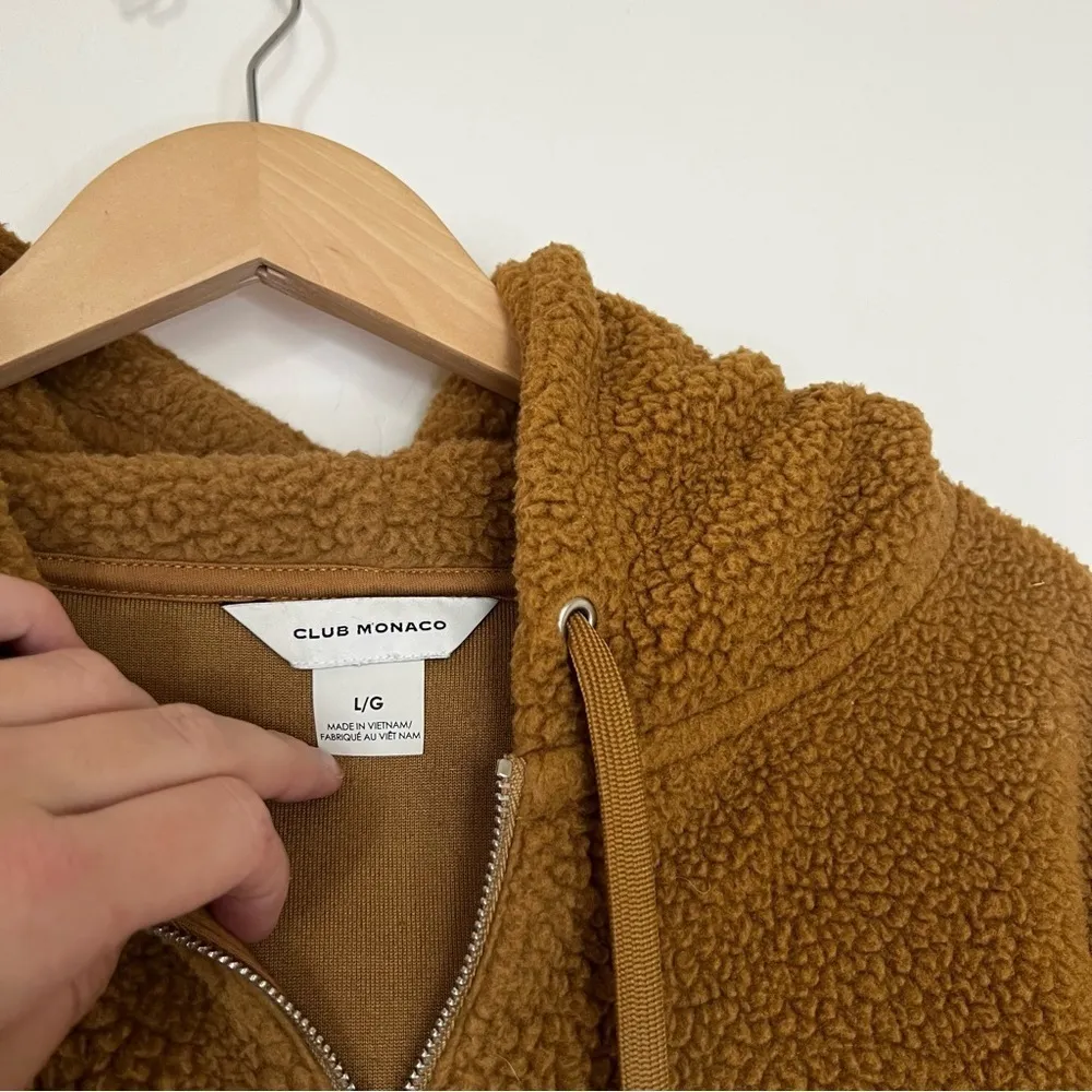 Club Monaco Brown Pullover 1/4 Zip Fleece Hoodie - Image 7