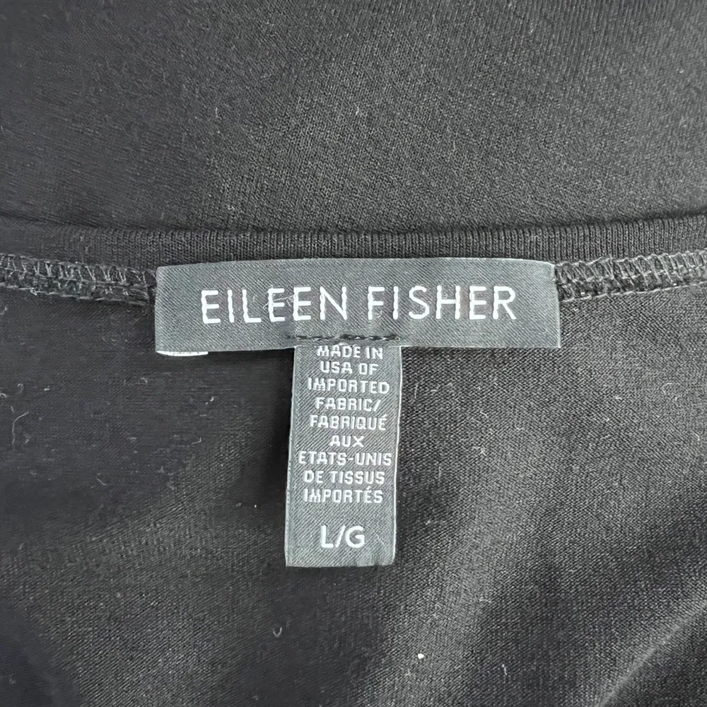 EILEEN FISHER Black Scoop Neck Tunic Dress Half Sleeve Viscose Jersey Size Large - Image 4