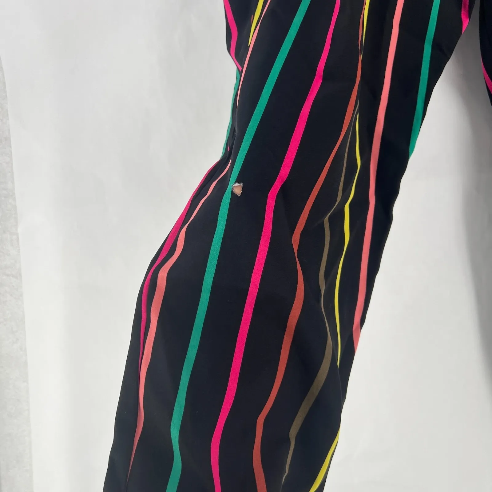 New York & Company Jumpsuit Womens XL Multicolor Striped Strapless Tie Waist Black - Image 8