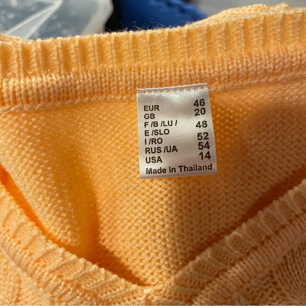 Cute pointelle peaches and cream lotus fairy flower short sleeve sweater Orange Size 14 - Image 4